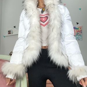 I.AM.GIA white Billie faux fur jacket XS